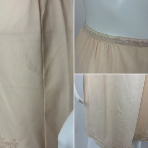Vintage Peach Slip Skirt Women's Small Half Slip Lace Details - Picture 9 of 9